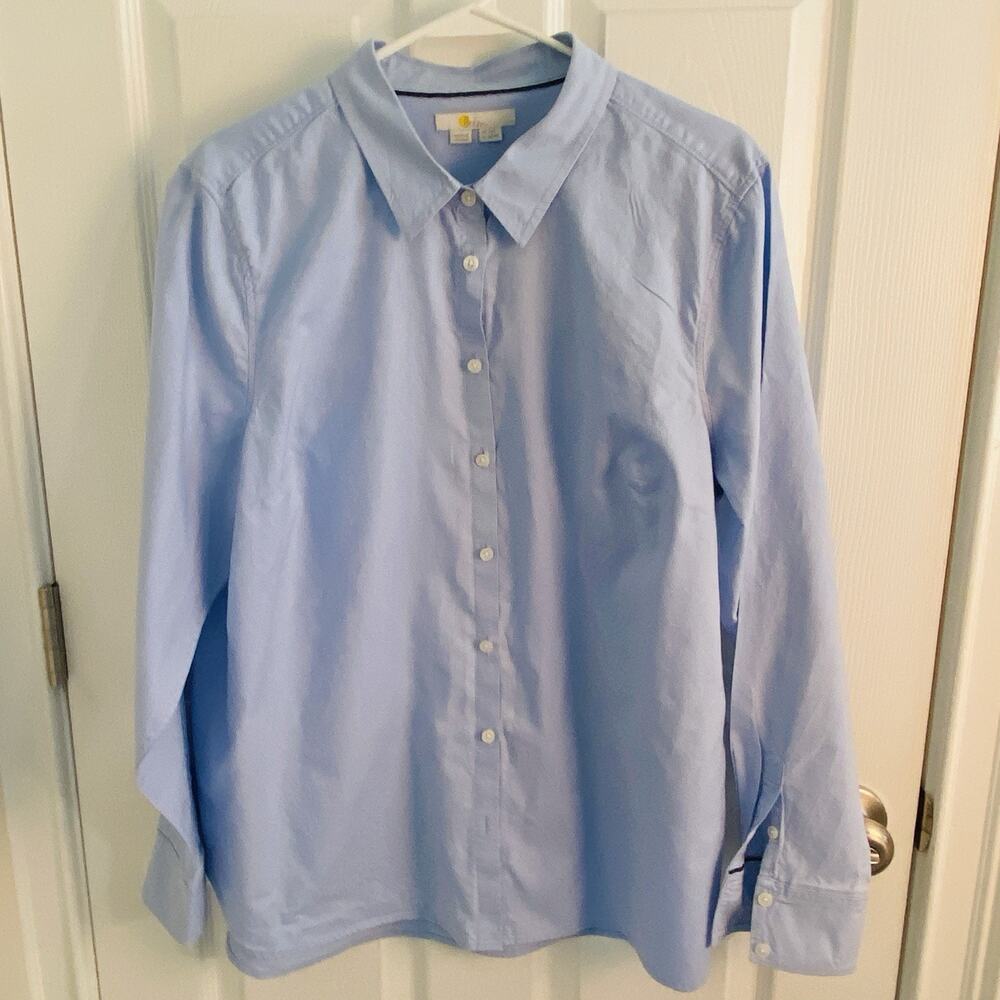 Boden Oxford Shirt Womens Size 16 Light Baby Blue Classic Office Career Academia